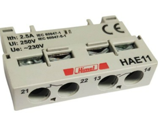 HAE11 | HIMEL, AUXILIARY CONTACT BLOCK, TOP MOUNTING FOR MPCB, 1NO+1NC, HAE11